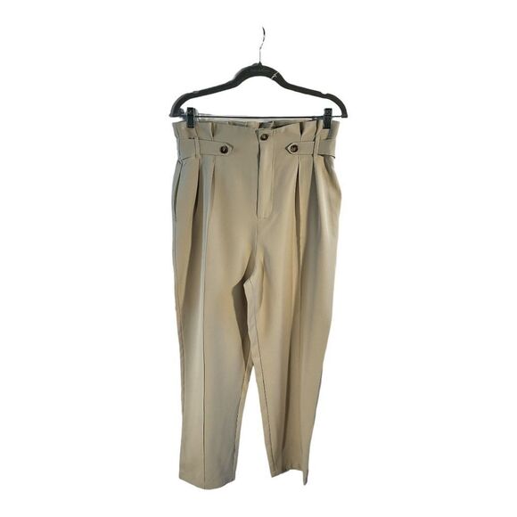Sollinary Women’s Beige High Waist Cropped Tailored Pants Size Large - Picture 1 of 16